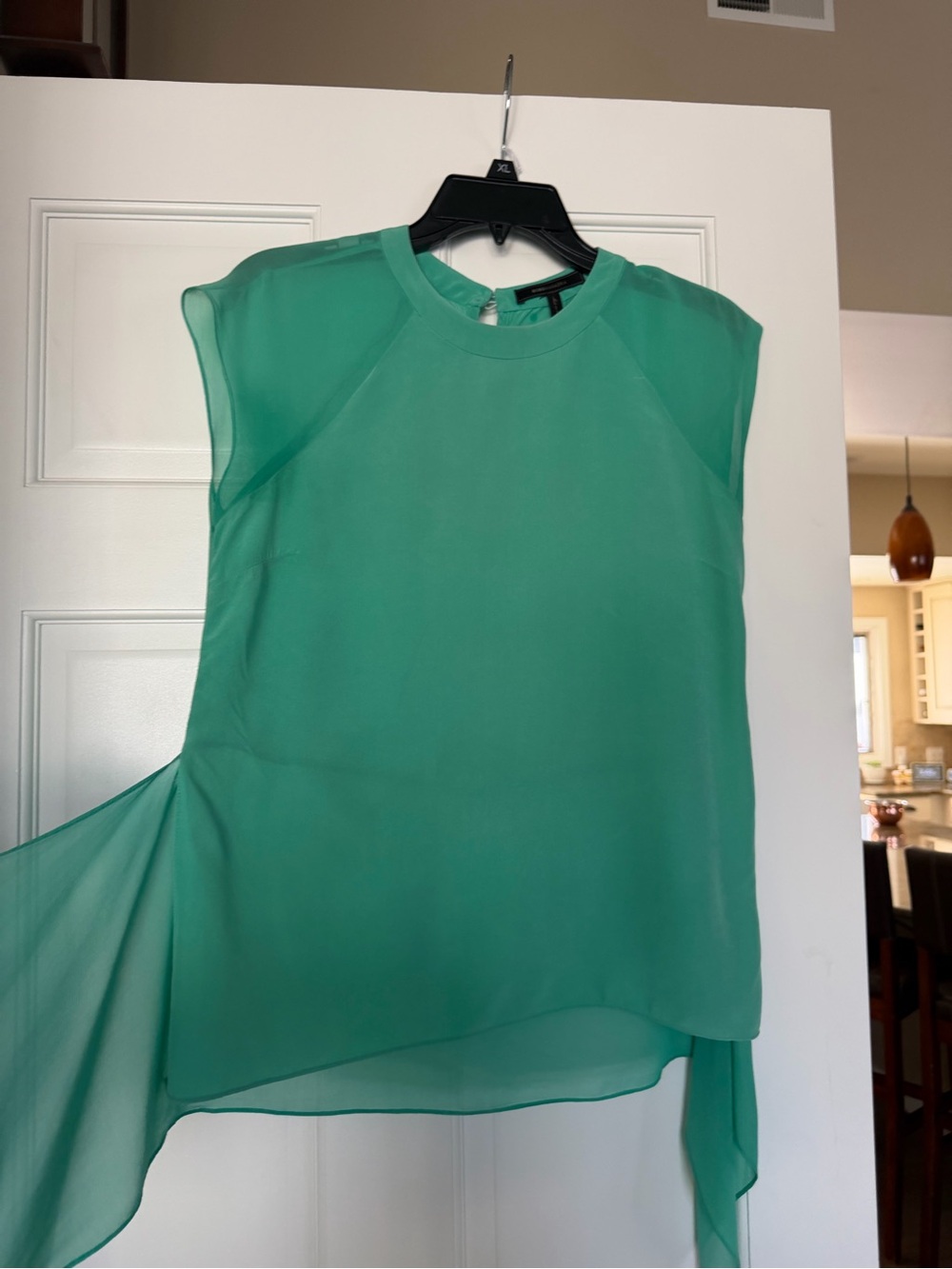 BCBGMaxAzria Emerald Green Chiffon Asymmetric Blouse